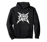 Jesús salva divertida fuente de metal cristiana Faith Rocker Sudadera con Capucha