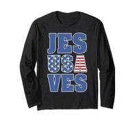 Jesús salva la bandera de Estados Unidos Christian JesUSAves 4 de julio Manga Larga