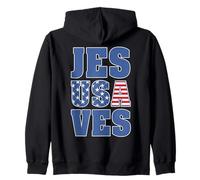 Jesús salva la bandera de Estados Unidos Christian JesUSAves 4 de julio Sudadera con Capucha