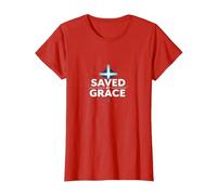 Jesús Salva - Salvado por la Gracia Cruz de fe Cristiana Camiseta, Mujer, Rojo, M