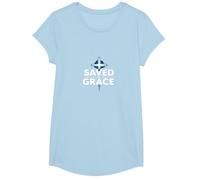 Jesús Salva - Salvado por la Gracia Cruz de fe Cristiana Camiseta, Niñas, Azul Bebé, Pequeña