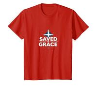 Jesús Salva - Salvado por la Gracia Cruz de fe Cristiana Camiseta, Niños, Rojo, 4 años