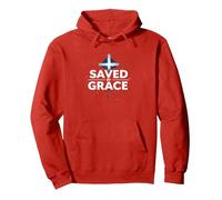 Jesús Salva - Salvado por la Gracia Cruz de fe Cristiana Sudadera con Capucha, Unisex para Adultos, Rojo, L