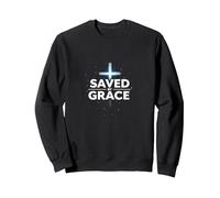 Jesús Salva - Salvado por la Gracia Cruz de fe Cristiana Sudadera, Unisex para Adultos, Negro, L
