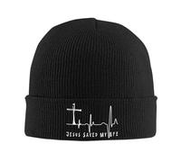 Jesús Salvador Mi Vida Gorro Divertido con gorraintercalada para Hombres Mujeres Gorra de Punto Negro cálida Regalo para el frío Lavable a Mano