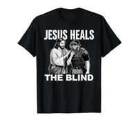 Jesús Sana a los Ciegos Gracioso árbitro de béisbol sóftbol Camiseta gráfica económica, Hombre, Negro, L