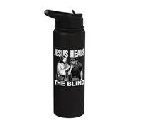 Jesús sana a los ciegos gracioso árbitro de béisbol sóftbol Stainless Steel Insulated Water Bottle