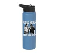Jesús sana a los ciegos gracioso árbitro de béisbol sóftbol Stainless Steel Insulated Water Bottle
