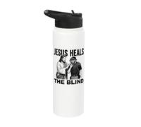 Jesús sana a los ciegos gracioso árbitro de béisbol sóftbol Stainless Steel Insulated Water Bottle