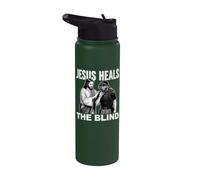 Jesús sana a los ciegos gracioso árbitro de béisbol sóftbol Stainless Steel Insulated Water Bottle