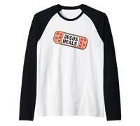 Jesús Sana Vendaje edificante fe Creer Corazones Camiseta Manga Raglan