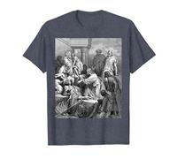 Jesús Sanando a los Enfermos Gustave Dore Arte Bíblico Religioso Camiseta, Hombre, Azul Jaspeado, 5XL