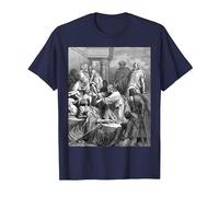 Jesús Sanando a los Enfermos Gustave Dore Arte Bíblico Religioso Camiseta, Hombre, Azul Marino, 5XL