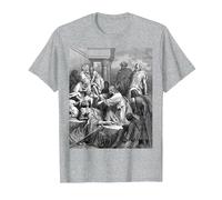 Jesús Sanando a los Enfermos Gustave Dore Arte Bíblico Religioso Camiseta, Hombre, Gris Jaspeado, 6XL