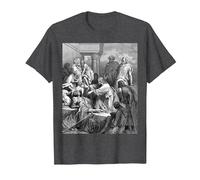 Jesús Sanando a los Enfermos Gustave Dore Arte Bíblico Religioso Camiseta, Hombre, Jaspeado Oscuro, 5XL