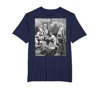Jesús Sanando a los Enfermos Gustave Dore Arte Bíblico Religioso Camiseta, Hombre Tallas Grandes, Azul Marino, 5X Alto