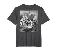 Jesús Sanando a los Enfermos Gustave Dore Arte Bíblico Religioso Camiseta, Hombre Tallas Grandes, Jaspeado Oscuro, 5X Alto