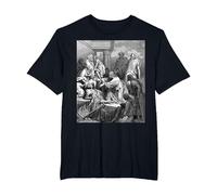 Jesús Sanando a los Enfermos Gustave Dore Arte Bíblico Religioso Camiseta, Hombre Tallas Grandes, Negro, 5X Alto