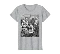 Jesús Sanando a los Enfermos Gustave Dore Arte Bíblico Religioso Camiseta, Mujer, Gris Jaspeado, XXL