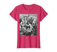 Jesús Sanando a los Enfermos Gustave Dore Arte Bíblico Religioso Camiseta, Mujer, Rojo Jaspeado, 3XL