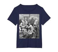 Jesús Sanando a los Enfermos Gustave Dore Arte Bíblico Religioso Camiseta, Mujer Tallas Grandes, Azul Marino, 5XL Grande