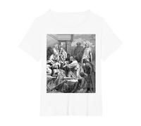 Jesús Sanando a los Enfermos Gustave Dore Arte Bíblico Religioso Camiseta, Mujer Tallas Grandes, Blanco, 1XL Grande
