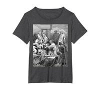 Jesús Sanando a los Enfermos Gustave Dore Arte Bíblico Religioso Camiseta, Mujer Tallas Grandes, Jaspeado Oscuro, 5XL Grande