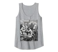 Jesús Sanando a los Enfermos Gustave Dore Arte Bíblico Religioso Camiseta sin Mangas, Mujer, Gris Jaspeado, S