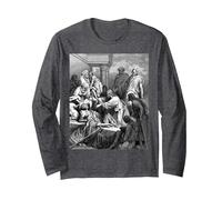 Jesús Sanando a los Enfermos Gustave Dore Arte Bíblico Religioso Manga Larga, Unisex para Adultos, Jaspeado Oscuro, M