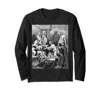 Jesús Sanando a los Enfermos Gustave Dore Arte Bíblico Religioso Manga Larga, Unisex para Adultos, Negro, S