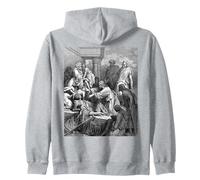 Jesús Sanando a los Enfermos Gustave Dore Arte Bíblico Religioso Sudadera con Capucha, Unisex para Adultos, Gris Jaspeado, XL
