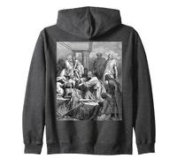 Jesús Sanando a los Enfermos Gustave Dore Arte Bíblico Religioso Sudadera con Capucha, Unisex para Adultos, Jaspeado Oscuro, S