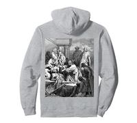 Jesús Sanando a los Enfermos Gustave Dore Arte Bíblico Religioso Sudadera con Capucha, Unisex para Adultos, Gris Jaspeado, S