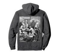Jesús Sanando a los Enfermos Gustave Dore Arte Bíblico Religioso Sudadera con Capucha, Unisex para Adultos, Jaspeado Oscuro, XL