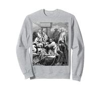 Jesús Sanando a los Enfermos Gustave Dore Arte Bíblico Religioso Sudadera, Unisex para Adultos, Gris Jaspeado, S