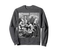 Jesús Sanando a los Enfermos Gustave Dore Arte Bíblico Religioso Sudadera, Unisex para Adultos, Jaspeado Oscuro, S