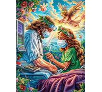 Jesús sanando en el bosque mágico Puzzle 300 Piezas Cartón Resistente Para Adultos Animal tierno de cuento de hadas Entretenimiento Individual Desconectar Estrés Colgar En Pared Idea De Regalo 300 PCS