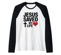 Jesús Saved My Life Christian Faith Camiseta Manga Raglan
