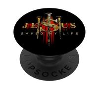 Jesus Saved My Life Christian Religious Jesús salvó mi vida PopSockets PopGrip Adhesivo