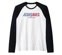 Jesus Saves American 2026 250 Years Christian 4th of July Camiseta Manga Raglan