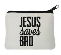 Jesus Saves Bro Graphic - Monedero de neopreno (10 x 11 cm), color blanco, White, Talla única
