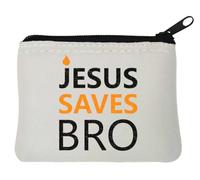 Jesus Saves Bro - Monedero minimalista de neopreno con logotipo cristiano estilo vela, 10 x 11 cm, color blanco, White, Talla única