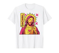 Jesus Saves Christian Anime Sacred Heart Manga Pop Art Rosa Camiseta