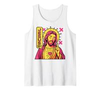 Jesus Saves Christian Anime Sacred Heart Manga Pop Art Rosa Camiseta sin Mangas