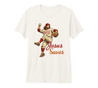 Jesus Saves Funny Baseball Meme Christian Religious Humor Camiseta Premium