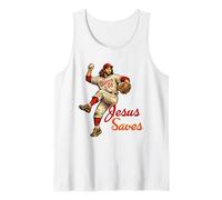 Jesus Saves Funny Baseball Meme Christian Religious Humor Camiseta sin Mangas