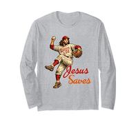 Jesus Saves Funny Baseball Meme Christian Religious Humor Manga Larga