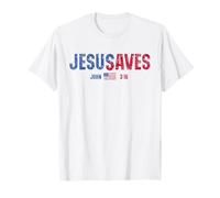 Jesus Saves JesUSAves USA Flag Patriotic Christian tee Camiseta