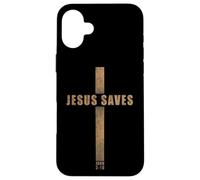 Jesus Saves - John 3:16 Whosoever Believes in Him Cross Carcasa para iPhone 16 Plus