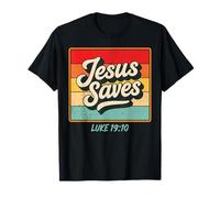 Jesus Saves Luke 19:10 Retro Vintage Christian Bible Verse Camiseta